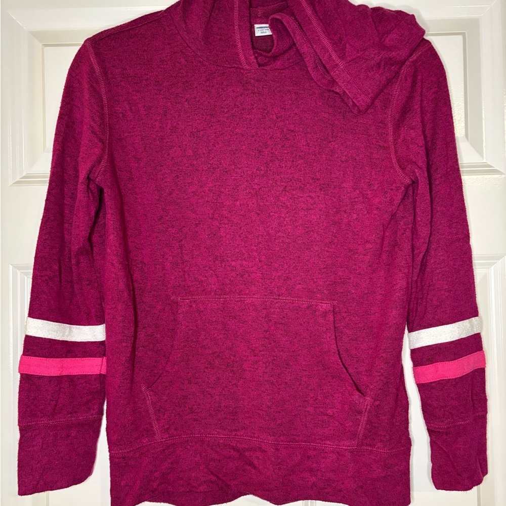 Cozy Pink Hoodie with Striped Sleeves